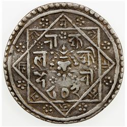 NEPAL: KATHMANDU: Parthivendra Malla, 1680-1687, AR mohar (5.41g), NS802. VF