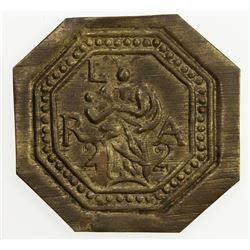 SPAIN: CATALONIA: Ecclesiastic, 18th century, BR pellofa value 2, Manresa. EF