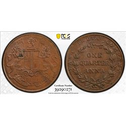 BRITISH INDIA: William IV, 1830-1837, AE 1/4 anna, 1835(c)