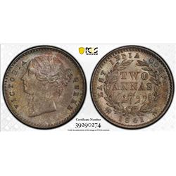 BRITISH INDIA: Victoria, Queen, 1837-1876, AR 2 annas, 1841(c)