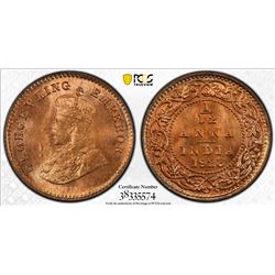 BRITISH INDIA: George V, 1910-1936, AE 1/12 anna, 1923(b). PCGS MS67