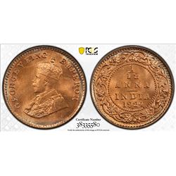 BRITISH INDIA: George V, 1910-1936, AE 1/12 anna, 1924(b). PCGS MS67