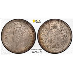 BRITISH INDIA: George VI, 1936-1947, AR rupee, 1945(b)