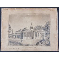 [Mount Vernon] Pencil Drawing Made in 1839 by A 12-Year-Old Girl