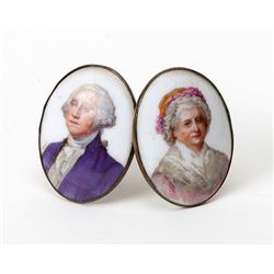 [Washington, George and Martha] Two Porcelain Drawer Pulls, c. 1840s