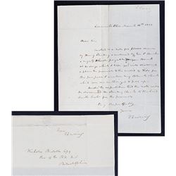 [Bank of the United States] 1855 Thomas Ewing Letter to Nicholas Biddle