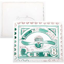 Pop Artist Robert Dowd "Original Pencil "Stamp" Art ? 1967