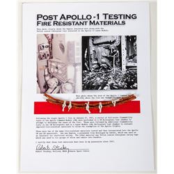 Apollo 1 Flammability Test Teflon Lacing and Kapton Coated Wire ? Mounted on a Descriptive COA