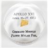 Image 1 : Apollo 16, 1972, FLOWN Gold Foil
