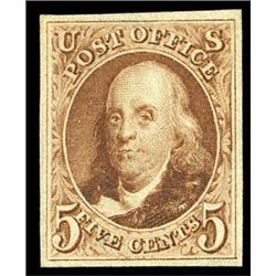 1847 (1875 Reproduction), 5c red brown. VF