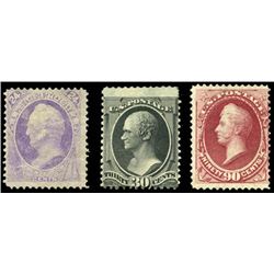 1870, 24c purple, 30c black and 90c carmine. VG