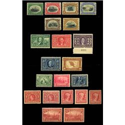 1901-09, Pan-Americans, Louisiana Purchase, Jamestown and 1909 commemoratives complete. OW FVF