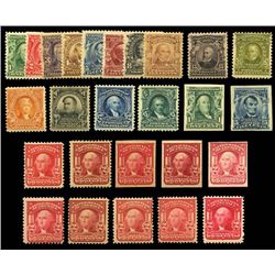 1902, 1c-$5 regular issue complete, plus 1c-5c imperfs and Shield issue shades. F-VF