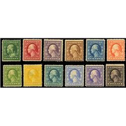 1908, 1c-$1 Washington-Franklins complete. OW FVF