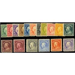 1913-15, 1c-50c Washington-Franklins complete. OW FVF