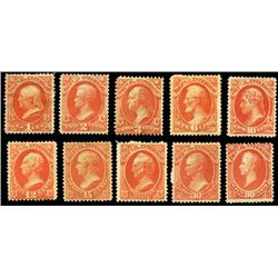 Interior Dept., 1873, 1c-90c complete. generally Fine