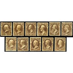 Treasury Dept., 1873, 1c-90c complete. F-VF