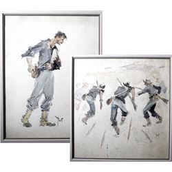 Post, Charles Johnson. (Wounded Soldier and Three Soldiers - Unfinished Sketch)