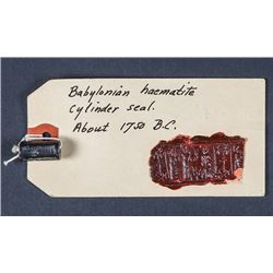 Babylonian Haematite Cylinder Seal, c. 1750 B.C.