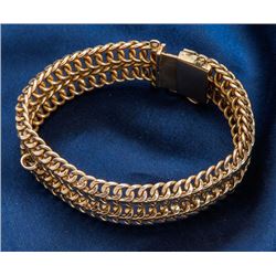14K Yellow Wide Link Style Bracelet