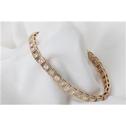 Diamond, 14k Yellow Gold Tennis Style Bracelet