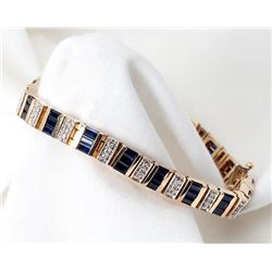 Sapphire, Diamond, 14K Yellow Gold Bracelet