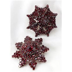 Collection of 2 Victorian Garnet, Yellow Metal Brooches