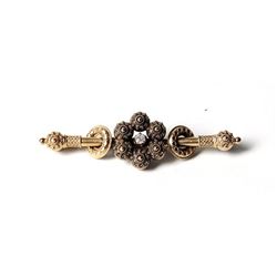 Etruscan Diamond, 14K Yellow Gold Brooch