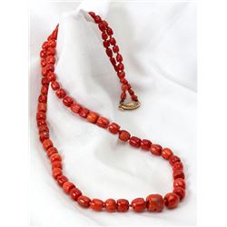 Coral Bead, 14K Yellow Gold Necklace