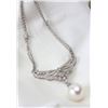 Image 1 : Pearl, Diamond, 18K White Gold Pendant Necklace