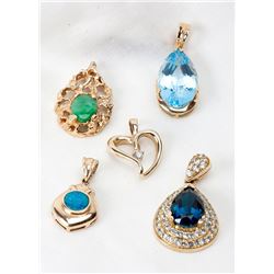 Collection of Gemstone, Yellow Gold Pendants