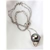 Image 1 : Tahitian Black Pearl, Diamond, 18K & 14K White Gold Pendant & Chain