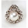 Image 1 : Cultured Pearl, Diamond, 14K White Gold Tie Pin