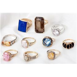 Collection of 10 Gemstone, Gold Lady's Rings