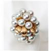 Image 1 : Cultured Pearl, 14K Yellow Gold Cluster Ring