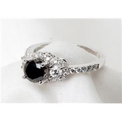 Lady's Black Diamond, Diamond, 14K White Gold Ring