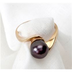 Lady's Black Pearl, 14K Yellow Gold Ring