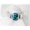 Image 1 : Lady's Blue Topaz, Diamond, 18K White Gold Ring