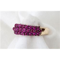 Lady's Cabochon Ruby, 14K Yellow Gold Band Ring