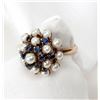 Image 1 : Lady's Cultured Pearl, Sapphire, 9K Yellow Gold Ring