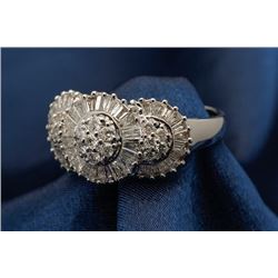 Lady's Diamond, 14K White Gold Floral Cluster Ring