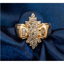 Lady's Diamond, 14K Yellow Gold Cluster Ring