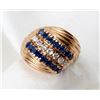 Image 1 : Lady's Diamond, Sapphire, 14K Yellow Gold Band Style Ring