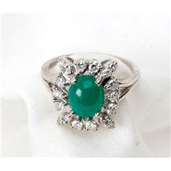 Lady's Emerald, Diamond, 14K Yellow Gold Ring