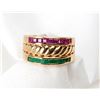 Image 1 : Lady's Emerald, Ruby, 14K Yellow Gold Band Style Ring