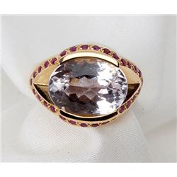 Lady's Kunzite, Ruby, 14K Yellow Gold Ring