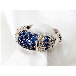 Lady's Sapphire, 18K White Gold Band Style Ring