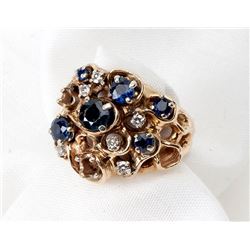 Lady's Sapphire, Diamond, 14K Yellow Gold Ring
