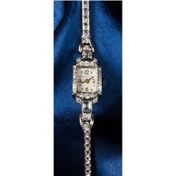 Tiffany & Company Diamond, Platinum Art Deco Wristwatch