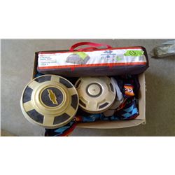 NEW/UNUSED TENT + ASSORTED SEAT COVERS + HUBCAP